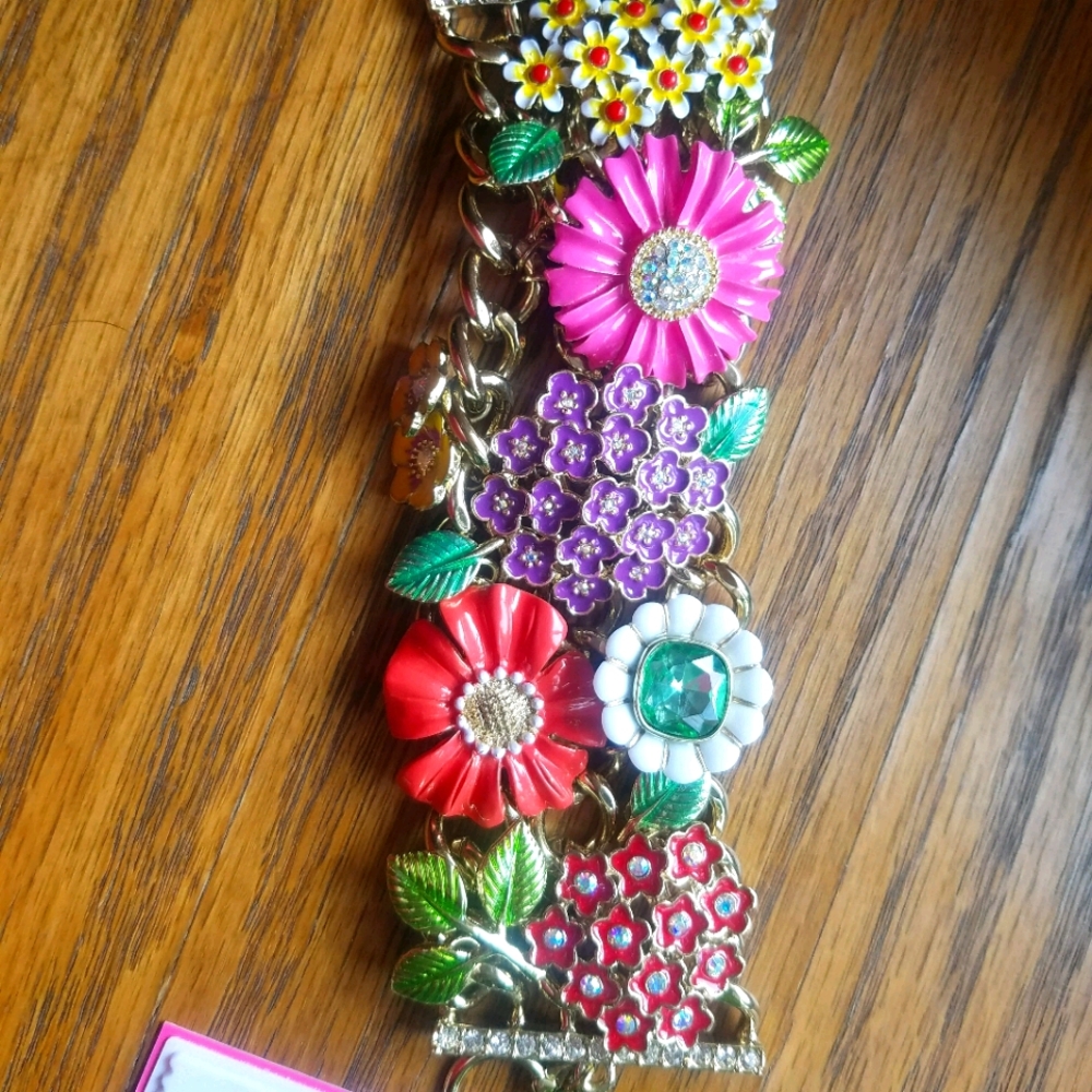 Betsey Johnson Flower Gold Statement Bracelet